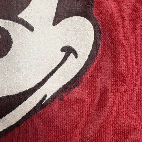 Disney Vintage Crewneck Kids 10-12 Red Fleece Graphic Pullover - Picture 5 of 7